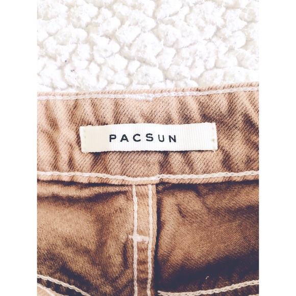 Pacsun Tan & White Mom Jeans w/Circle Designs and Raw Hem - Picture 5 of 7